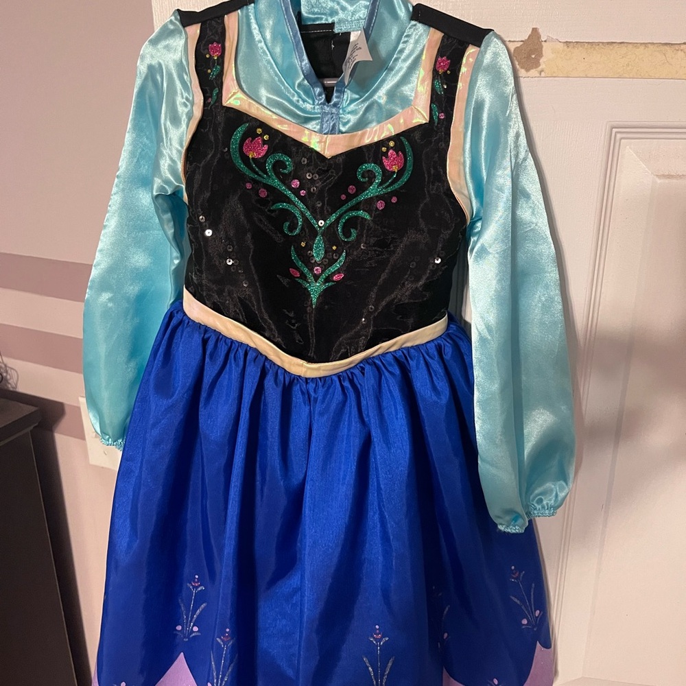Disney Frozen Anna Kids Princess Costume Dress - Blue and Black